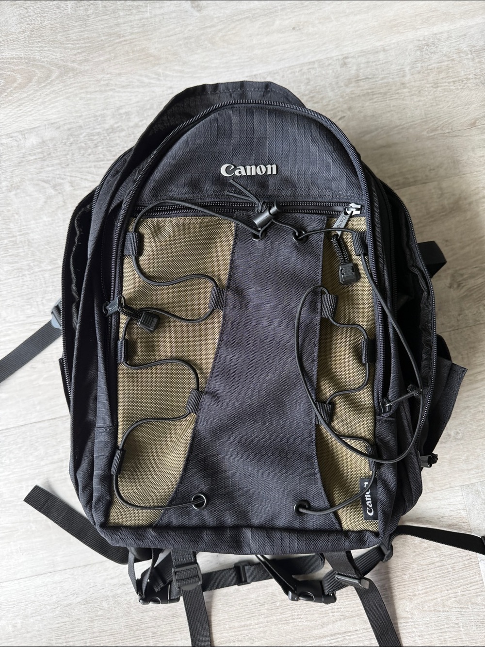 Canon Black and Olive Green Camera Backpack with External Bungee